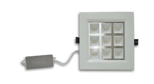 Slika Led ugradni panel sa diodama 6400 k, 9 w,  kućište od Aluminijuma u mat beloj boji, dimenzija otvora 124x124mm, dimenzija sveiljke 150x150 mm. Šifra PO353