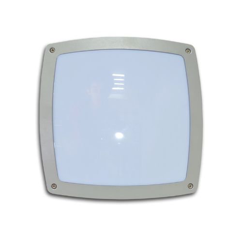 Slika Plafonska četvrtasta Svetiljka 2xE27, IP54. Telo svetiljke Izliveno od Aluminijuma, plastificirana, Sive boje, dimenzije: 300 x 300 x h 73mm. Šifra 6140