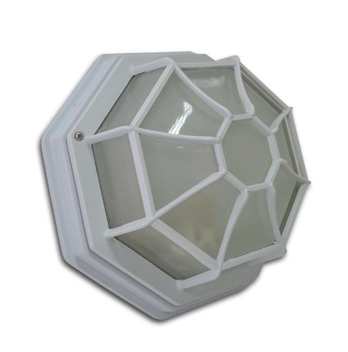 Slika Plafonska svetiljka 1xE27 100w IP54. Telo svetiljke Izliveno od Aluminijuma, plastificirana, Bele boje, dimenzije: fi 265 x h 120 mm. Šifra 3721-3