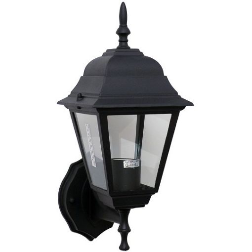Slika FENJER 1xE27, 100w IP 44, Izliven od Aluminijuma, plastificiran Crne boje, dimenzije: D 180 x V 380 x Dubina 210 mm. Šifra 2617-1