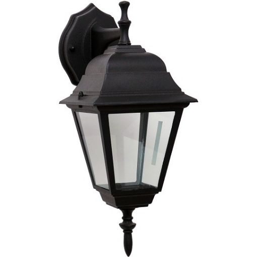 Slika FENJER 1xE27, 100w IP 44, Izliven od Aluminijuma, plastificiran Crne boje, dimenzije: D 180 x V 380 x Dubina 220 mm. Šifra 2617-2