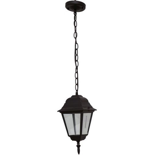 Slika FENJER 1xE27, 100w IP 44, Izliven od Aluminijuma, plastificiran Crne boje, dimenzije: D 180 x V 350 x Lanac 480 mm. Šifra 2617-3